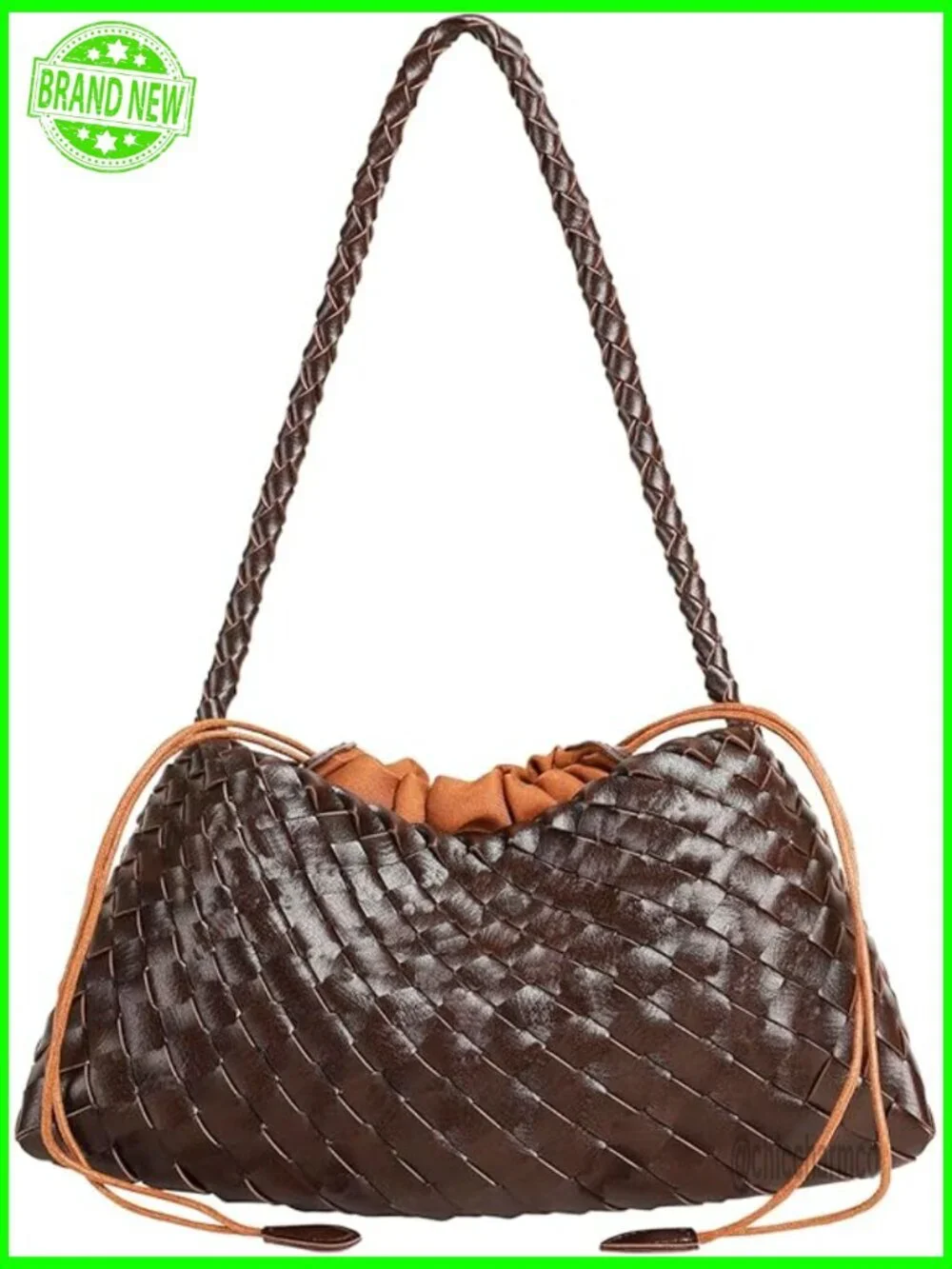 Vegan Leather Woven Hobo Tote Bag Small Shoulder Purse